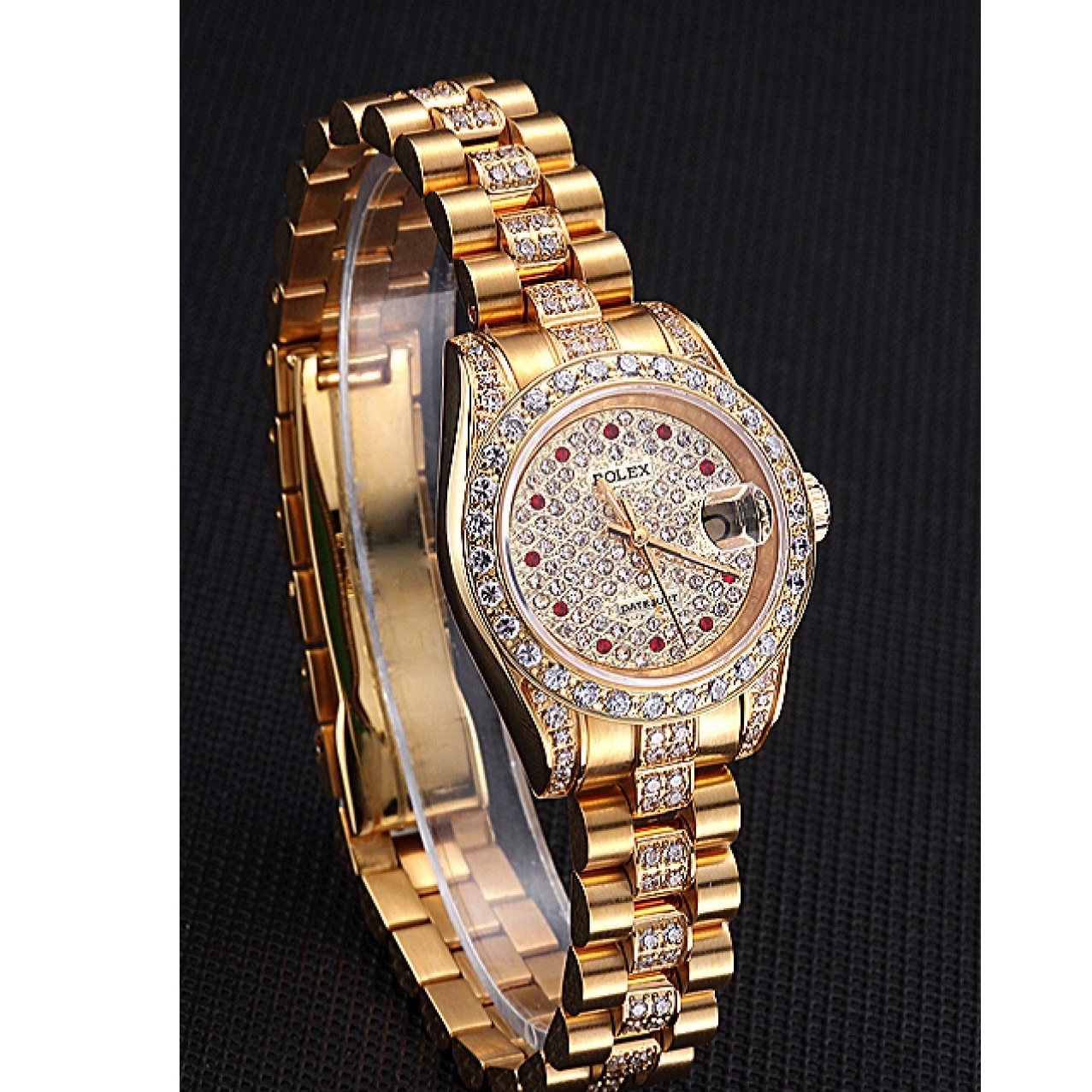 Aaa replica watch Swiss Dial DateJust 622023 Gold Diamond Rolex 0815